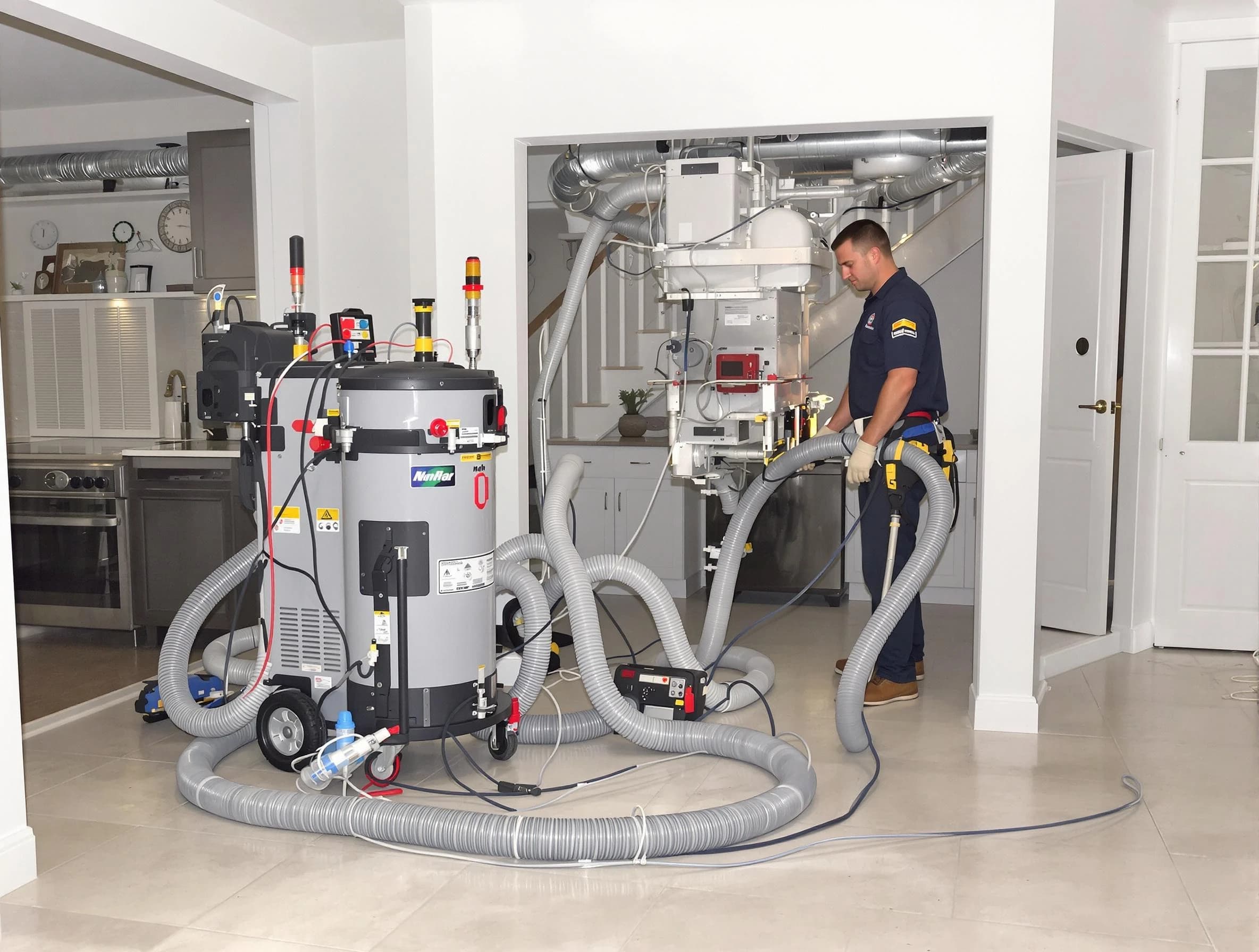 Salem Air Duct Cleaning technician operating negative pressure cleaning equipment for thorough duct maintenance in Salem